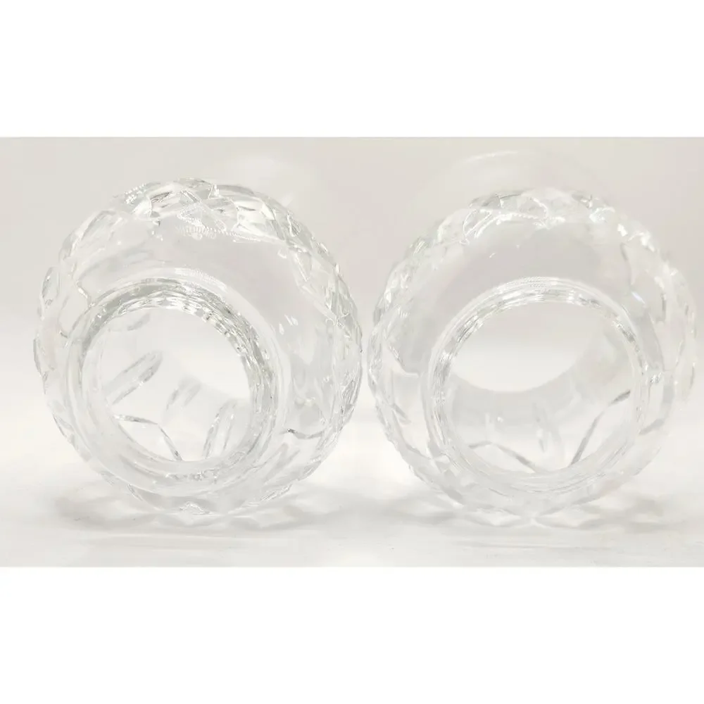 Waterford Lismore Crystal & Brass Hurricane Candle Holders Pair w/Original Boxes
